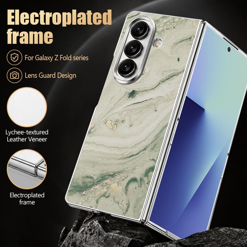 Geometric Marble Case For Samsung Z Fold 8 Ultra 7 6 5 Luxury Plating Leather Skin Hard Phone Cover For Galaxy Z Fold8 Fold7 Fold6