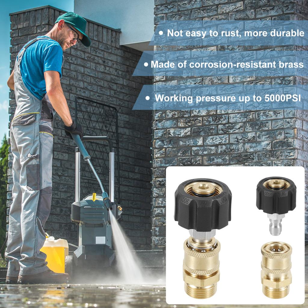 12/2PCS High Pressure Washer Adapter M22 14mm To 1/4 In Quick Connect Fitting Hose Gun Adapter To Wand Connector Accessories