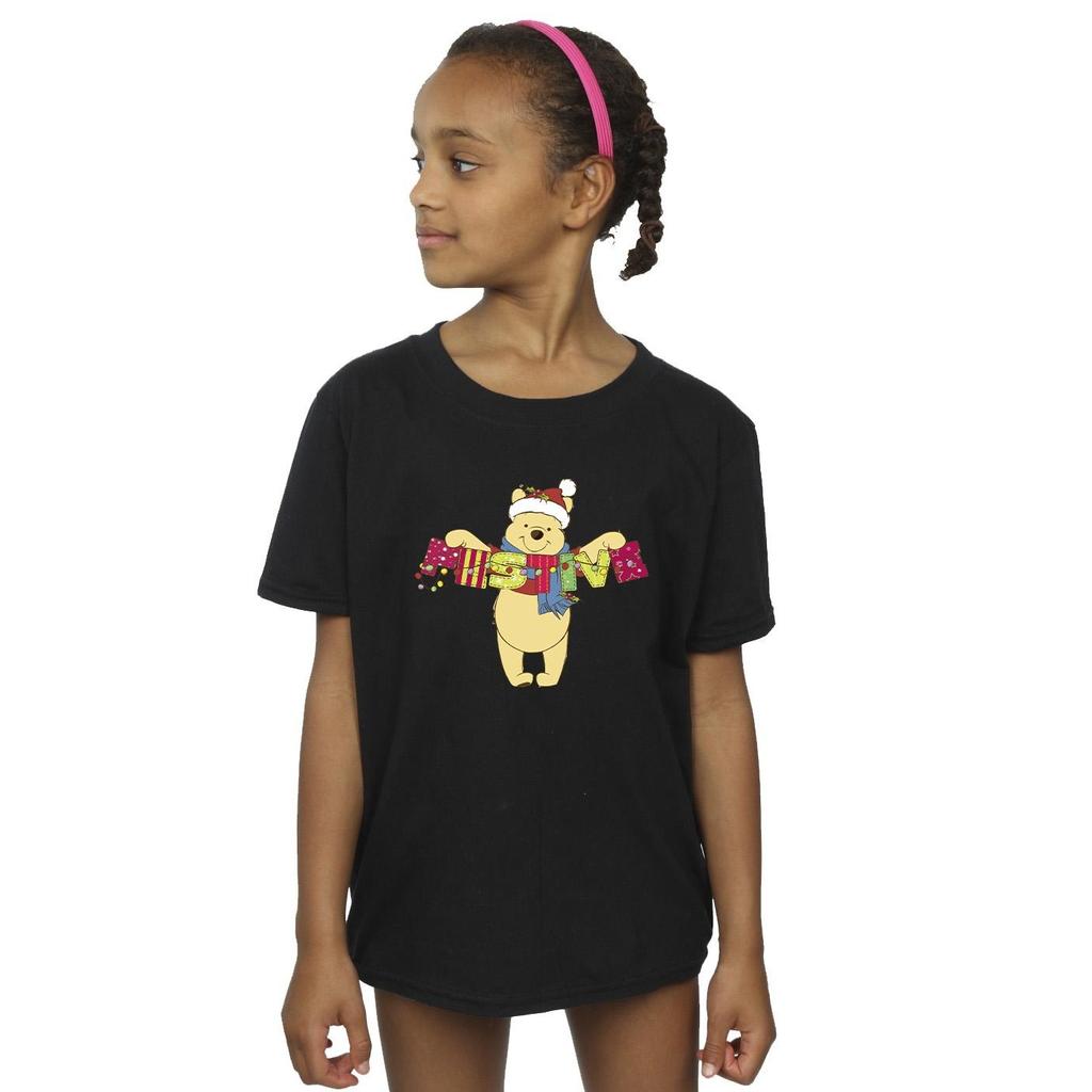 Disney Girls Winnie The Pooh Festive Cotton T-Shirt