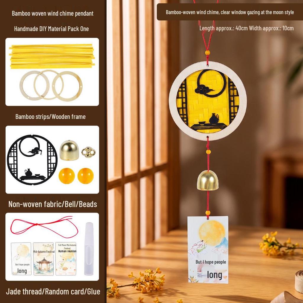Bamboo Woven Wind Chime DIY Kit - Mid-Autumn Festival Atmosphere Bell Pendant for Team Building