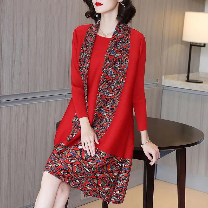 Женский темперамент свободный не с шарфом тонкий длинный платье женский осень новый — фото 2