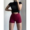 Fashion Cross Waist Hip Lifting Fitness Shorts Belly Contracting and Close-Fitting Running Exercise Peach Hip Slimming Training Shorts Yoga