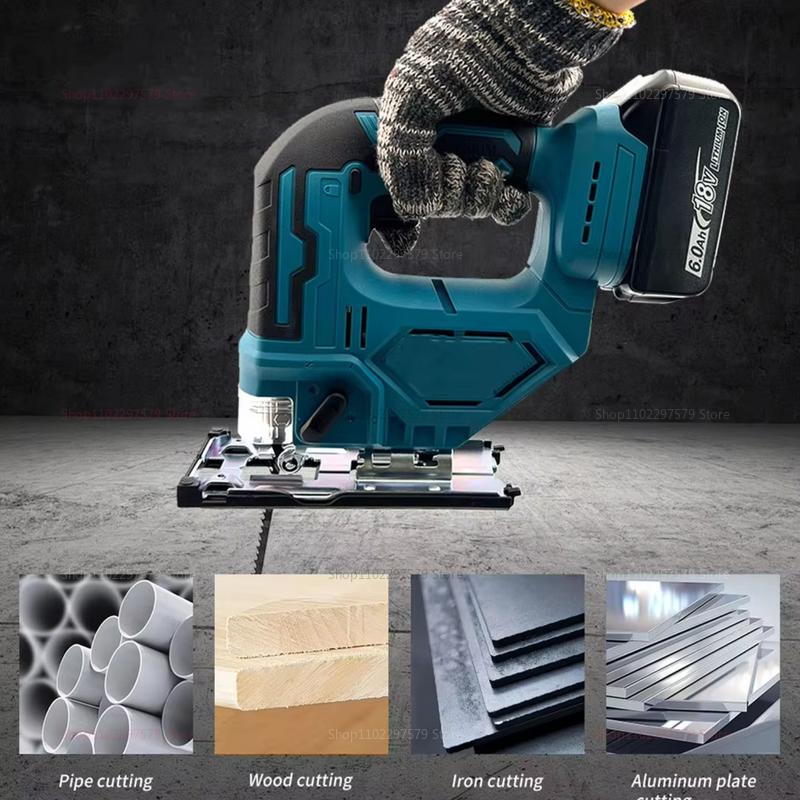 3000RPM 18V  Cordless Electric Jigsaw with Curved Cut Precision Portable Multifunction Power Tool for Carpentry Crafts Not Batte