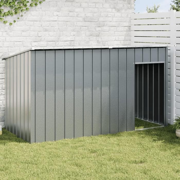 VidaXL Niche pour Chien avec Toit, Cage pour Animaux de Compagnie, Maison pour Chien de Jardin Terrasse, Anthracite Acier 172575
