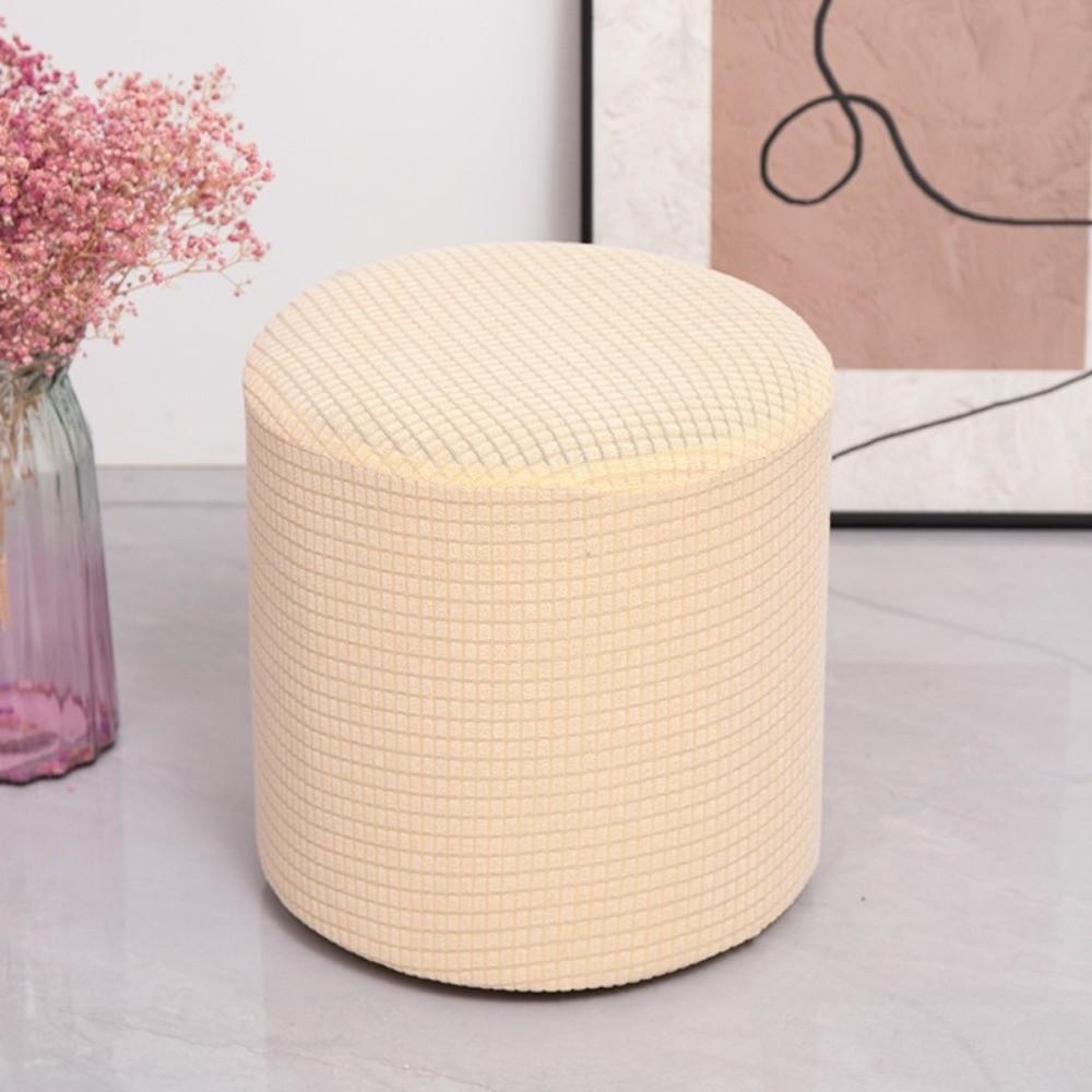 Round Shape Round Ottoman Slipcover Dustproof Universal Seat Slipcovers Elastic Polar Fleece Chair Cover