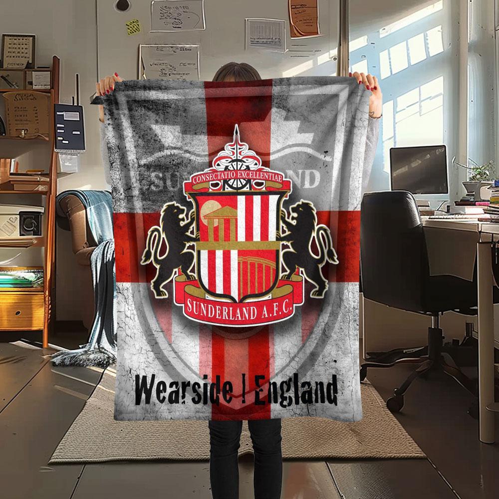 Sunderland Printed Flannel Blanket, Soft Throw for Bedroom Sofa, Washable, Fan Merchandise, Great Gift.
