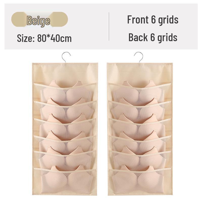 Dual-Sided Hanging Underwear Organizer for Wall or Dorm, Ideal for Bras and Panties.