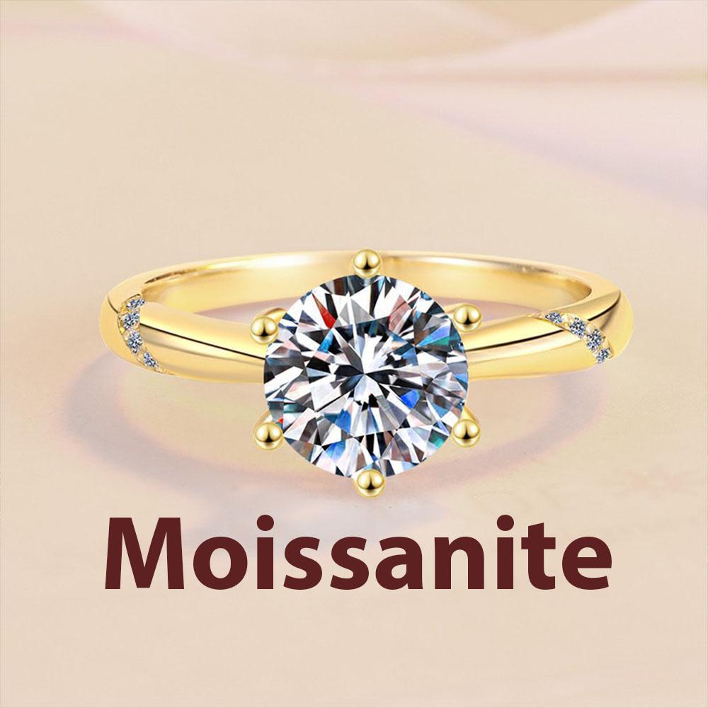 0.5-2ct D Color Moissanite Engagement Ring for Women 925 Silver Gold Plated Solitaire Rings