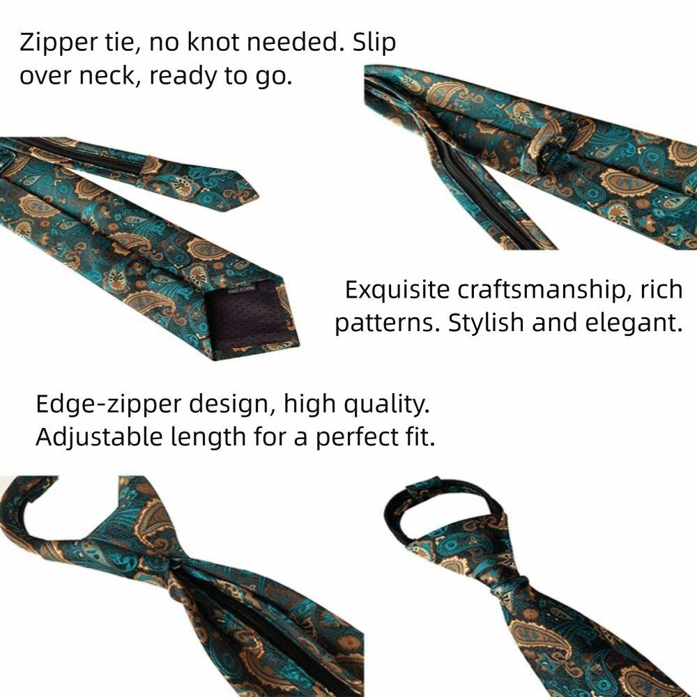 Rubber Fastener Pre-tied Necktie Striped Design Easy Neck Tie Zipper Necktie  Suits Matching