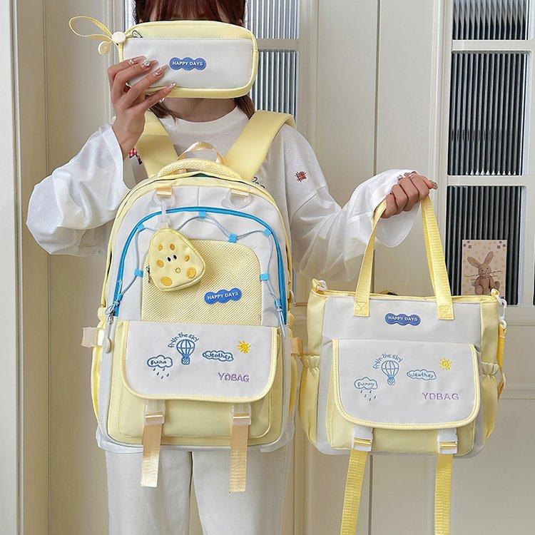 Schoolbag new ins large capacity cute fresh lightweight schoolbag contrasting color simple college style junior high school backpack