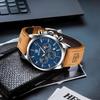BENYAR Chronograph Watch with Leather and for Business and Formal Wear Men's Multi-Calendar Strap, Water-Resistant Scratch-Resistant Brown-Blue Dial,