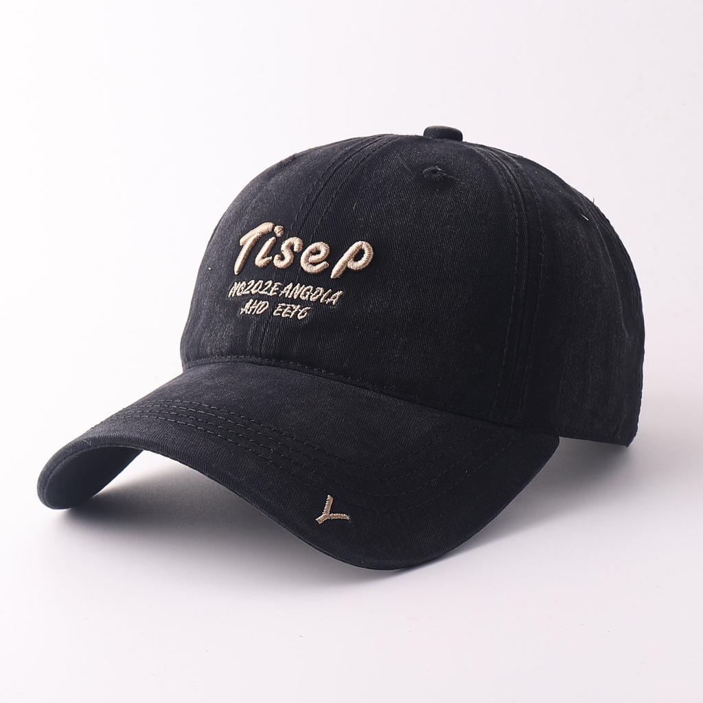 European and American Fashion Washed Denim Baseball Cap, Wide Brim, Small Face, Big Head Circumference, Peaked Cap, Sun Hat, Man