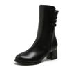 Fashion Shoes Female 2024 Hot Sale Mid-Calf Women's Boots Elegant Modern Boots Women Round Toe High Heels Buttons Side Zip Shoes Women