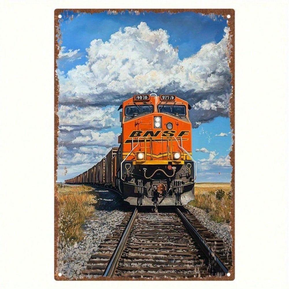 Tin Sign BNSF Railway Locomotive Logo Wall Art Metal Poster Home Decor