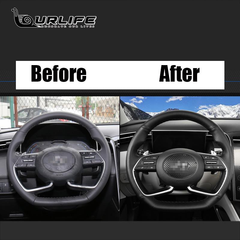 For Hyundai Tucson  NX4 Accessories Steering Wheel Cover Leather Protection Strim Hand Stitched Installation