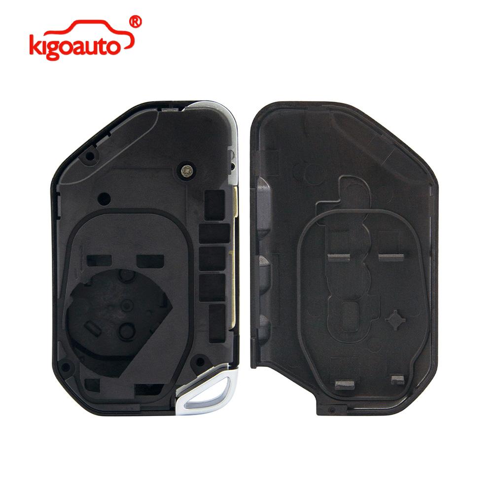 Kigoauto Remote Key Case Shell 3 Button with Panic OHT1130261 for Jeep Wrangler 2018-2019 Flip Key Fob Replacement Case Housing