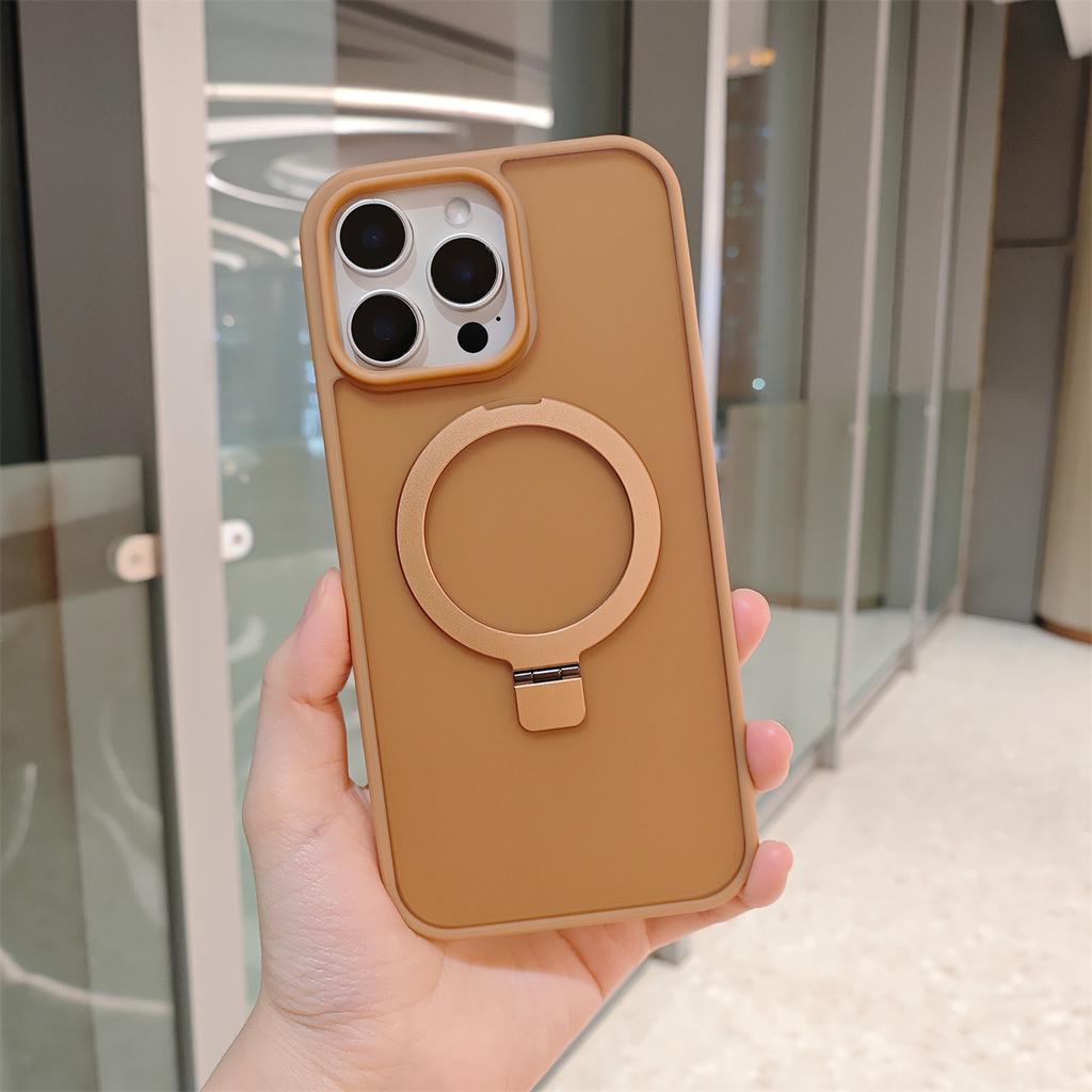 Invisible Bracket Magnetic Phone Case for Apple 15 Case for IPhone 16 ProMax Transparent Frosted Protective Cover