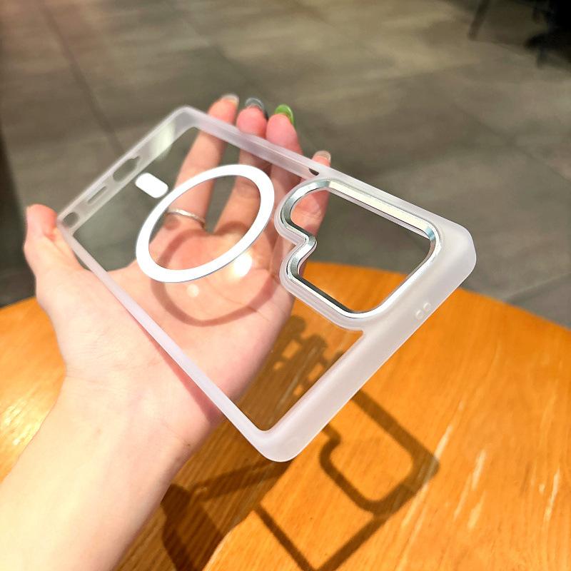 Gold Shield Magnetic Suction Suitable for New Samsung S25Utra Mobile Phone Case S24 Full-pack Magnetic Suction Protective Case Metal Camera Frame