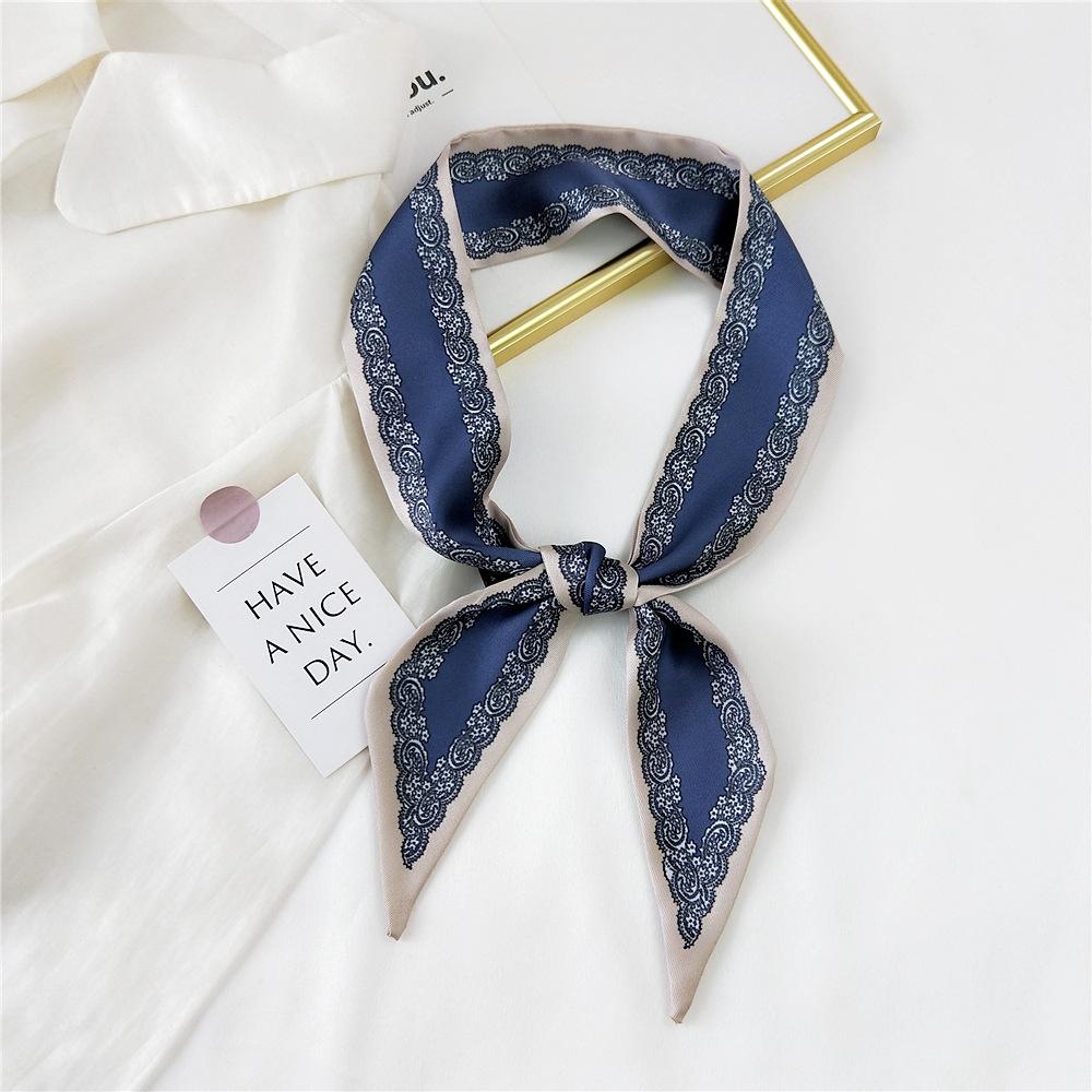 Decorative Simple Texture Silk Scarf Women'S New Style Spring And Autumn Summer Fashion Versatile Headscarf Work Scarf