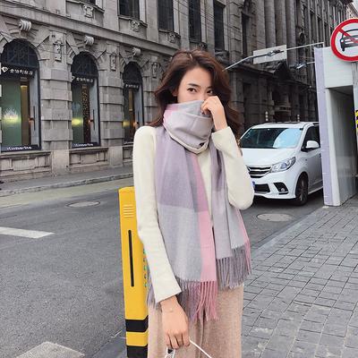 Sonbahar Ve Kış Yeni Eşarp Kadın Kalınlaştırılmış Taklit Kaşmir Çok Yönlü Öğrenci Dostu Şal Uzun Ekose Eşarp