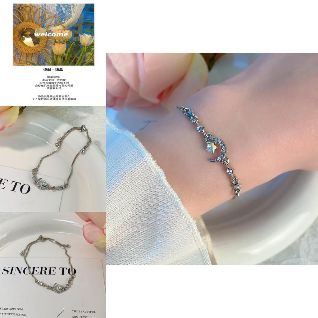 Elegant Moon And Star Crystal Bracelet For Women Chic Zircon Alloy Jewelry