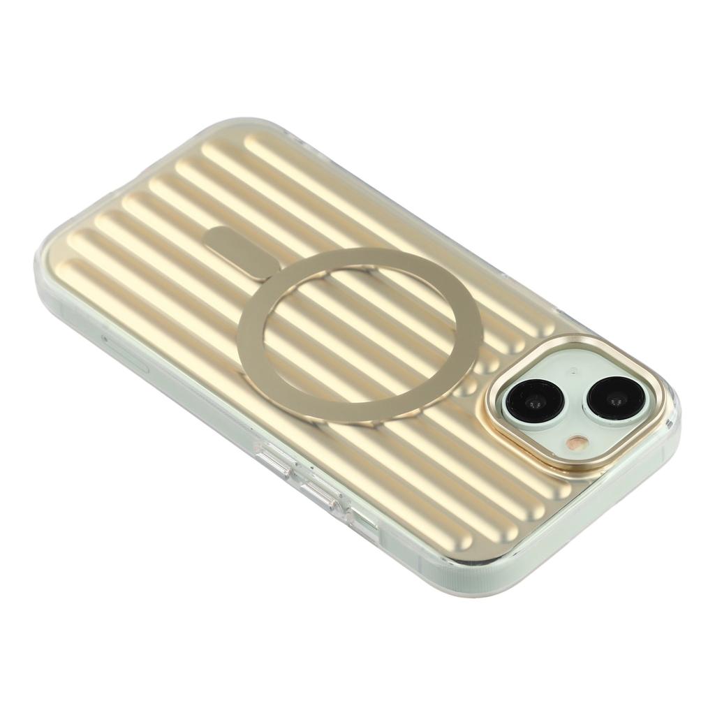 For iPhone 15 Case Compatible with MagSafe Luggage Texture IMD TPU Phone Back Cover