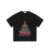 Weihnachts-T-Shirt Schwarz Freude für die Welt Weihnachtsbaum-Druck Feiertagsparty-Kleidung