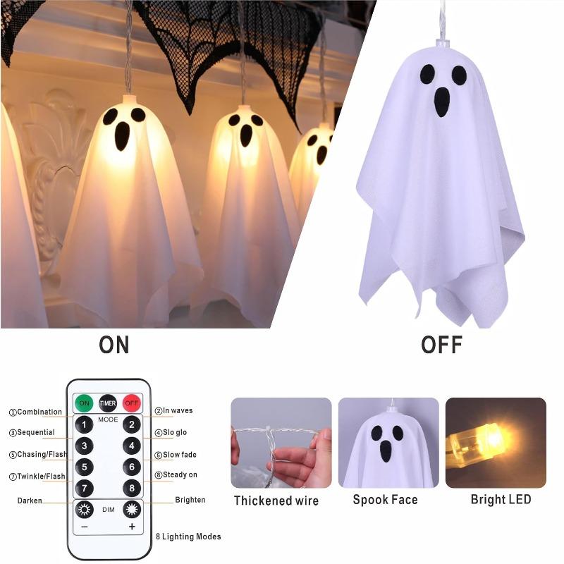 Halloween Party Glowing LED Colorful String Lights Hanging Spooky Atmosphere Ornament Horror Props for Haunted House Home Bar Festival Decor