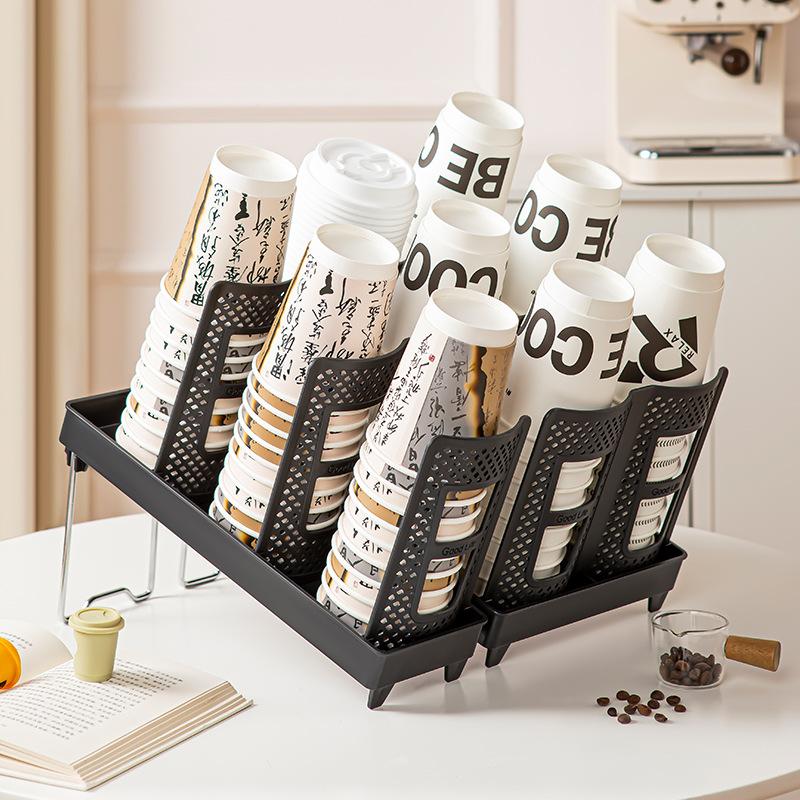 Detachable Multifunctional Disposable Paper Cup Holder Single Double Size Coffee Cup Storage Rack Plastic Ground Mounted Home Go