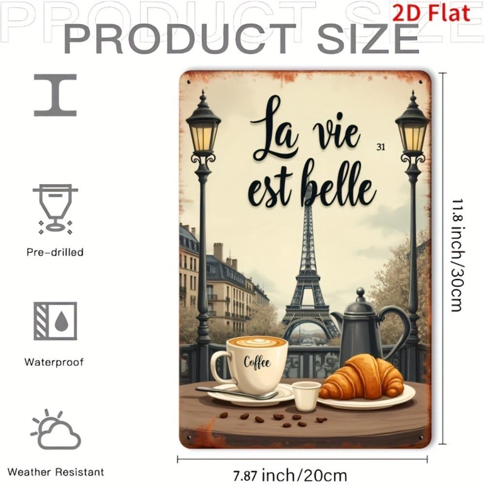 La Vie Est Belle D Flat Metal Iron Sign Eiffel Tower Paris Caf Vintage Decor 20x20cm(8x8inch)