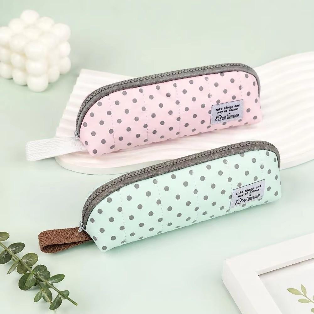 Desktop Storage Polka Dot Pencil Case Cloth Pencil Pouch Simple Pen Bag Office