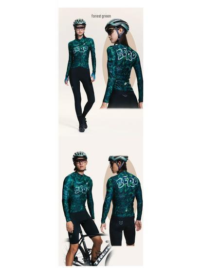 Lampada Fleece Cycling Jersey for Men & Women - Autumn/Winter Warm, Long Sleeve, Printed Bicycle Top