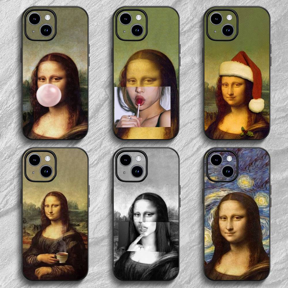 Funny M-Mona Lisa Art Phone Case For iPhone 17 16 15 14 13 12 PRO MAX PLUS Mini TPU Soft to Skin-friendly case
