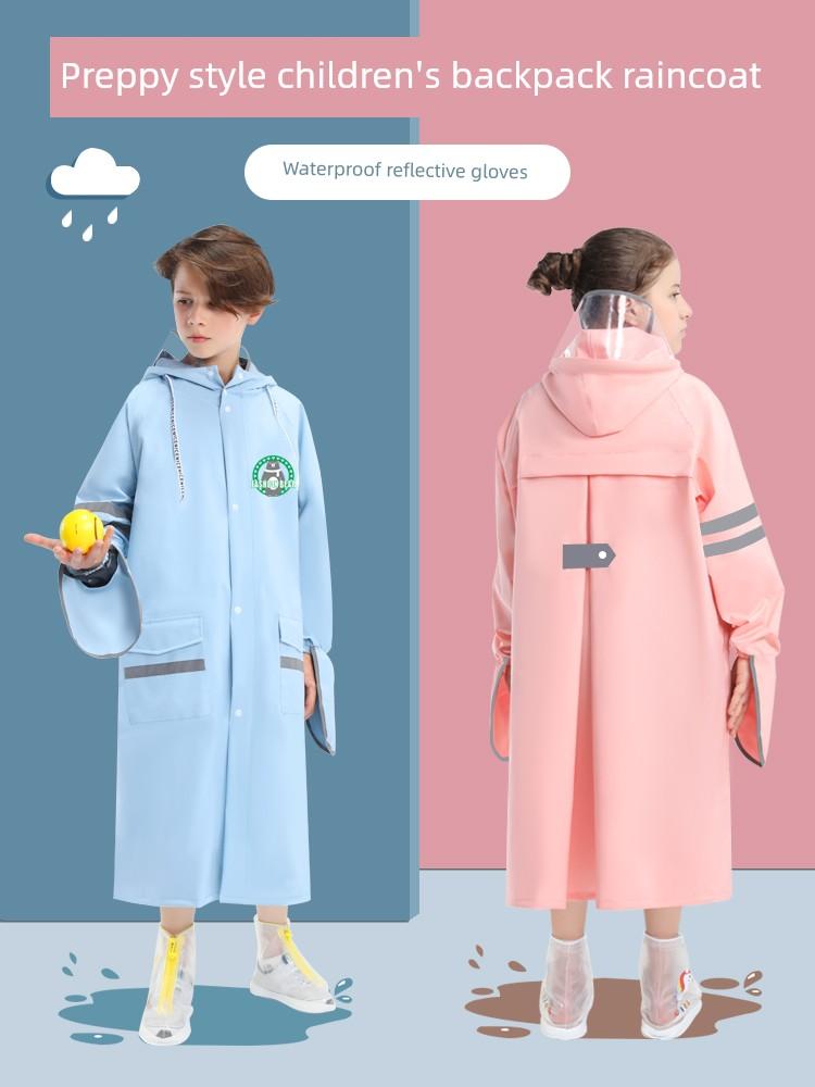 Neues Modell Kinder-Regenmantel für die Schule, Mädchen und Jungen, Grundschüler, mit Platz für den Rucksack, Ganzkörper-Regenponcho für ältere Kinder