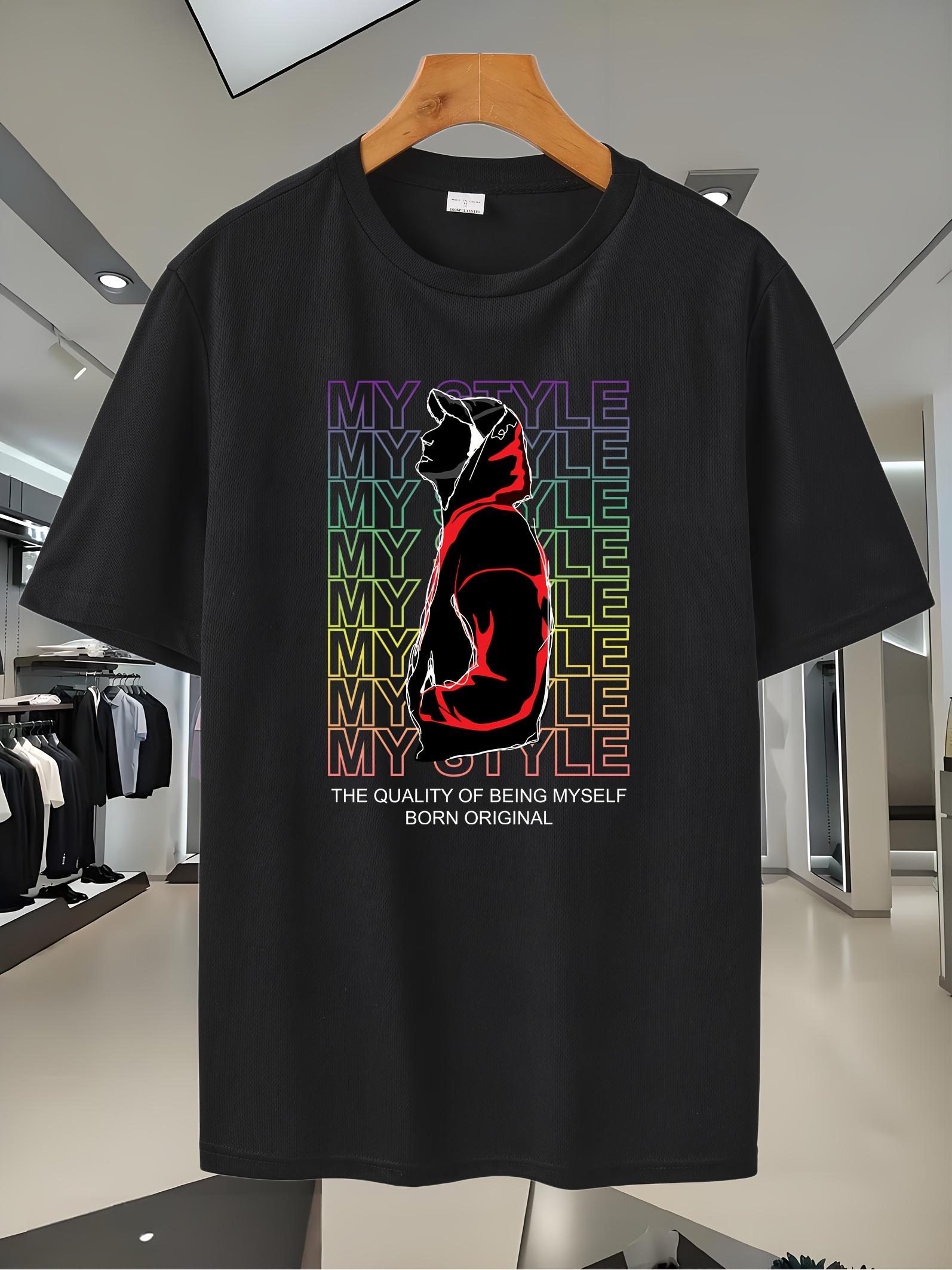 Breathable Mesh Casual T-shirt -  MY STYLE  Graphic Print M
