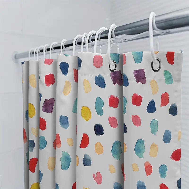 Brightly Colored Watercolor Dots Shower Curtain For Bathroom Decor Customizable Size Available On