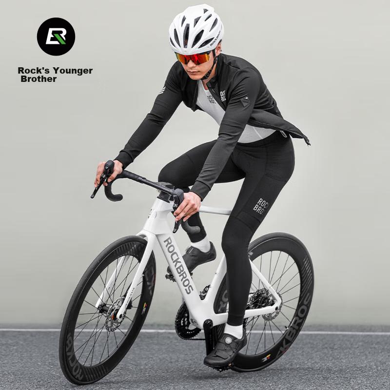 Cycling Shorts for Men, Warm Windproof Fleece Lightweight Autumn Road Bike Pants Equipment, Black, 2XL