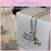Vivienne Westwood Suzie Collection Embossed Silver Necklace And Bracelet U-shaped And Geometric Design Copper Material Electroplated Collarbone Chain