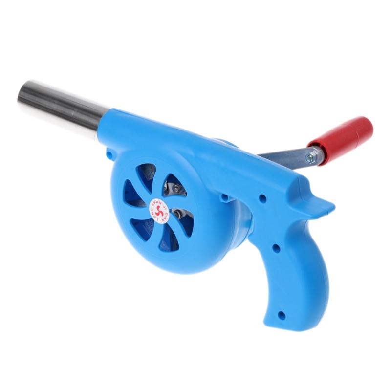 Portable Manual BBQ Blower Portable Charcoal Outdoor Grilling Barbecue Campfire Cooking Handheld Fire Starting синий