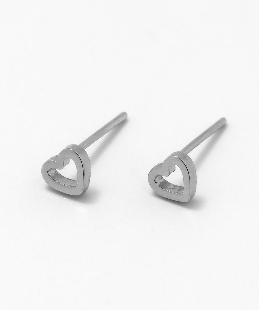 Ccorie 14K Gold Mini Open Heart Earrings Silver