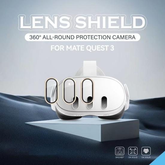 Camera Lens Protector Thin 9H Tempered Glass Anti-Scratch 360-Degree Full Coverage Camera Screen Protector Cover for Meta Quest 3