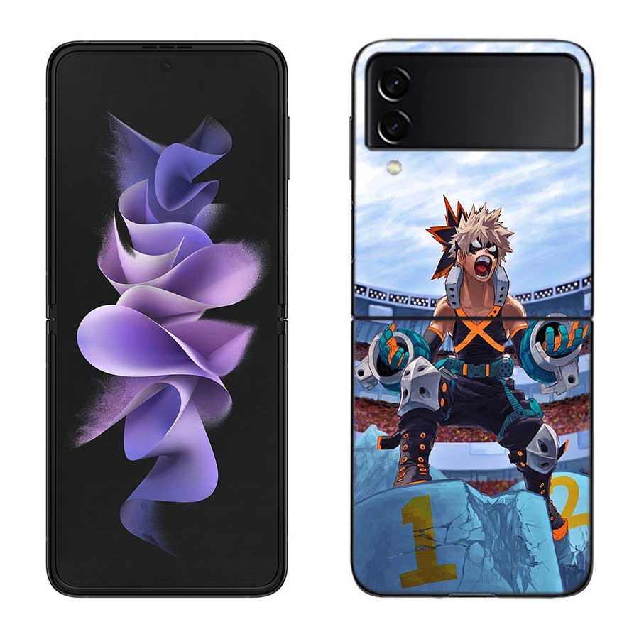My Hero Bakugou Katsuki Phone Case For Samsung Z Flip 7 6 5G Galaxy Z Flip 5 4 3 Black Hard Cell Cover Luxury PC Shell Coque