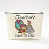 Teacher's Day Inspirational Slogan Makeup Bag - Portable Imitation Linen Zipper Pouch