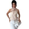 Top da Donna alla Moda con Fascino, Scollo a Petalo, Sulla Spalla, Vestibilità Aderente, Senza Maniche, Colore Unito
