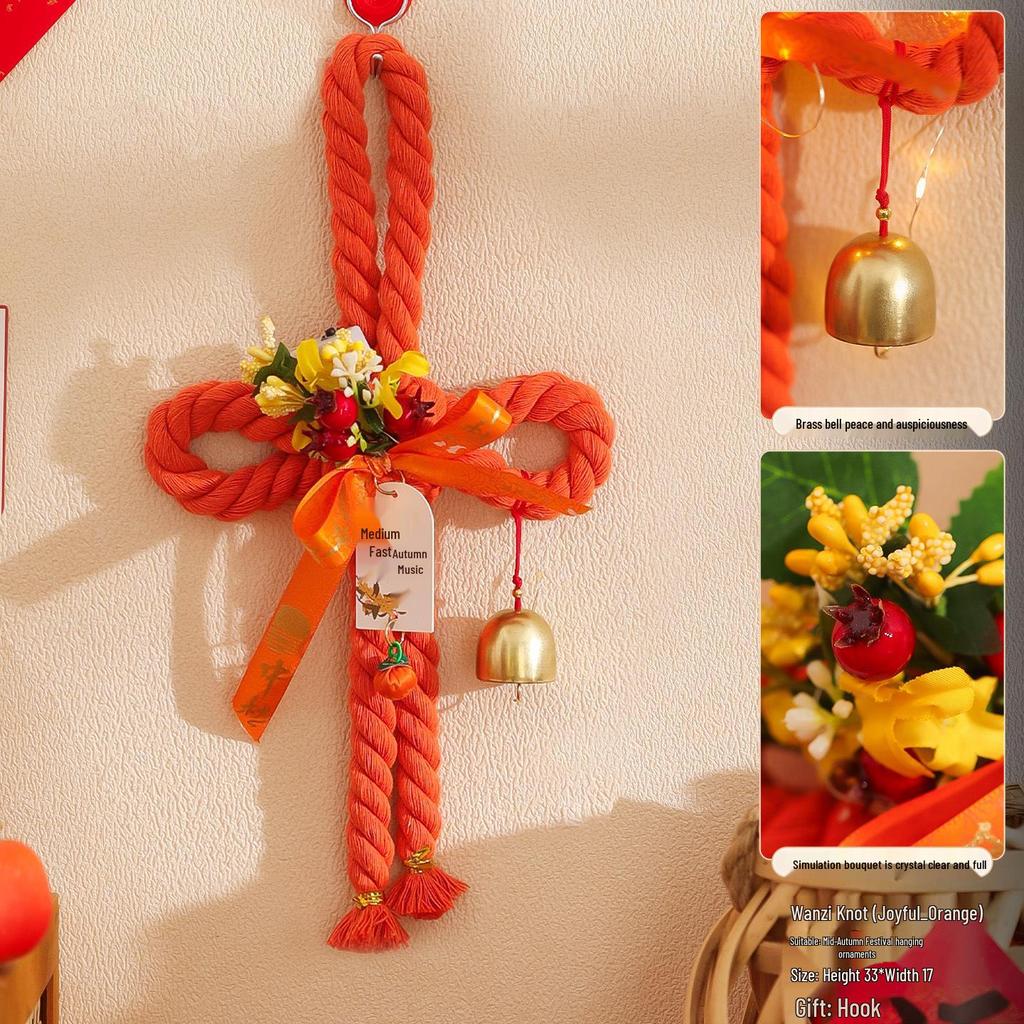 2025 Mid-Autumn Festival Broom Pendant with Wanzi Knot & Gourd Decor for Front Door