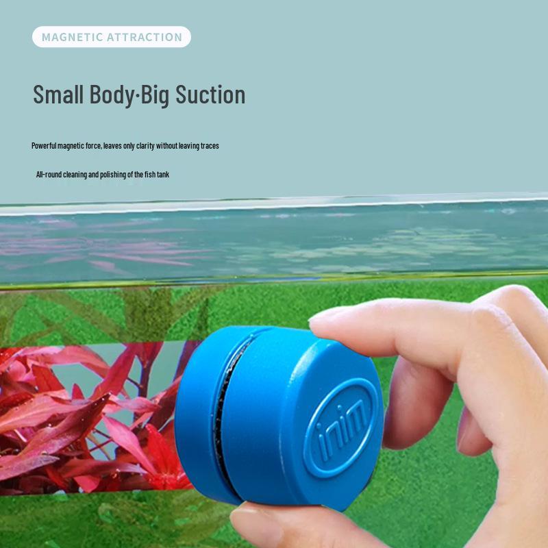 Compact Magnetic Fish Tank Algae Remover Brush - Super Strong Suction for Glass Cleaning