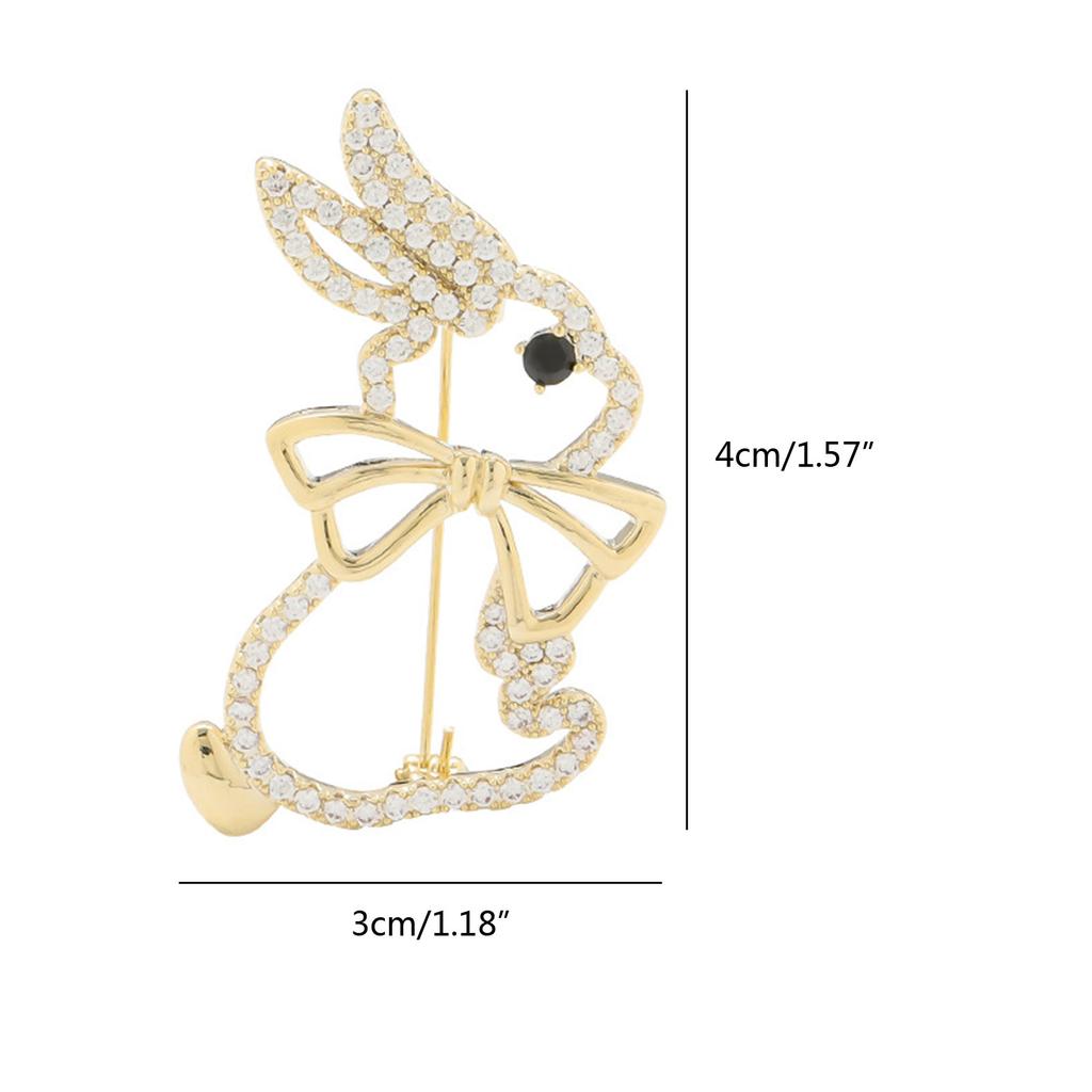 Zircon-encrusted Crystal Bowknot Cute Rabbit All-matched Brooch Fashion Temperament Corsage Pin Clothing Accessory