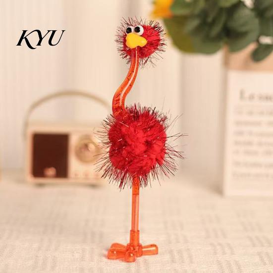 Penne Portatili Leggere Cartone Animato Struzzo Penne a Sfera in Plastica, Penna Divertente Autoportante, Punta da 0.5mm, Scrittura Fluida Pelosa per Studenti Schiena