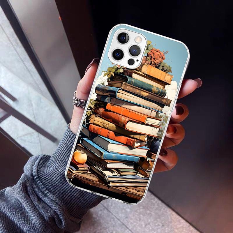 Read Books illustration Reading Phone Case For iPhone 17 Air 16 15 Pro Max 14 Plus 13 Mini 12 11 Cover 7 8 SE Silicone Shell Pri