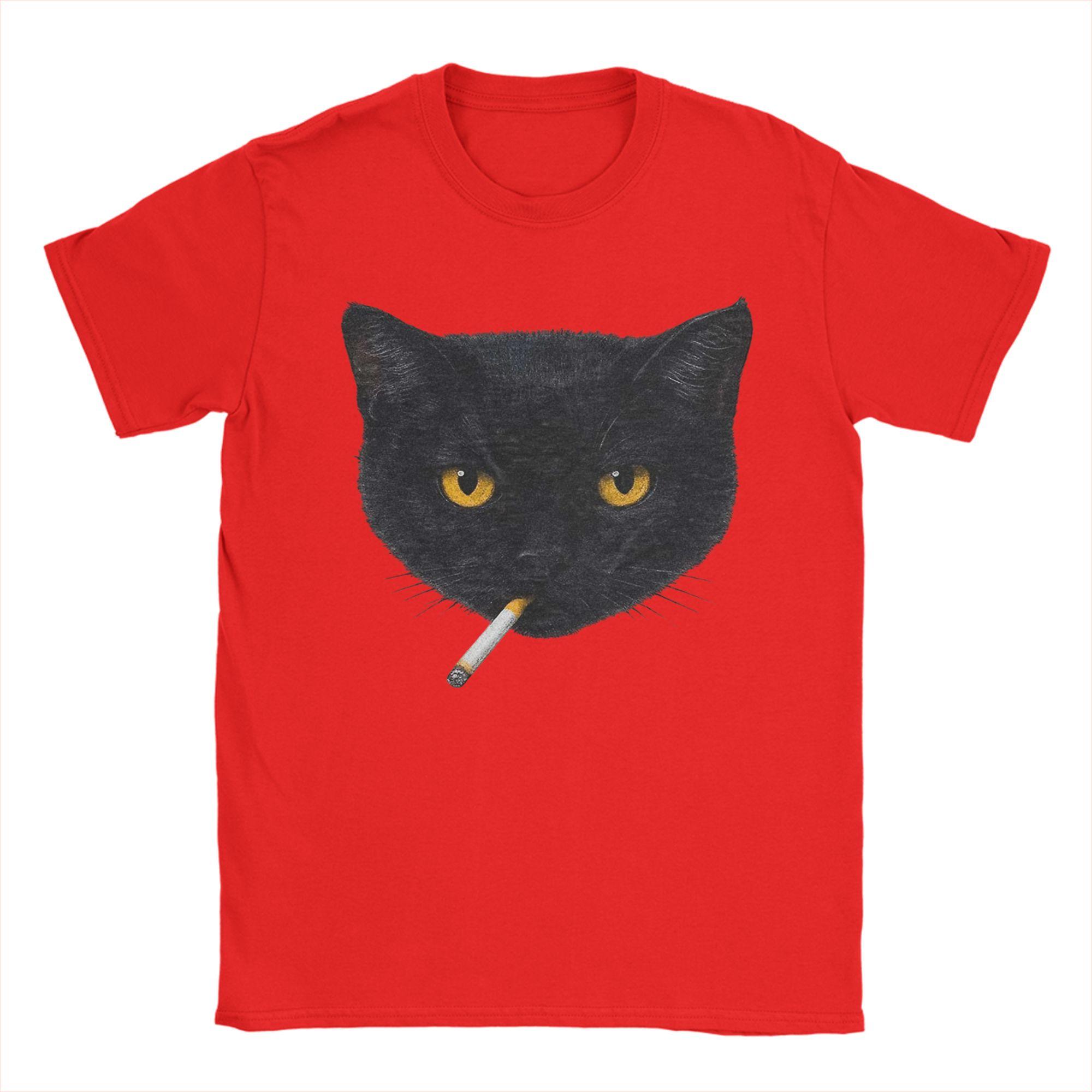 

Smoking Cat Vintage Black Cat 90s T Shirt for Men Cotton Vintage TShirts Crew Neck Tees Short Sleeve Clothing Birthday Gift S